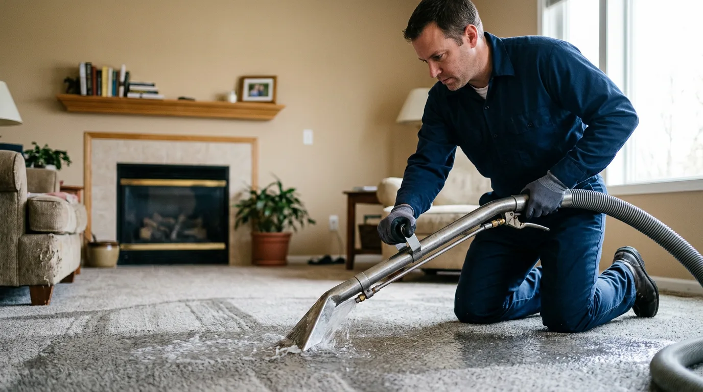 Water damage restoration technician working near Hamlin, TX